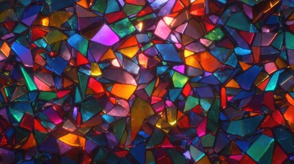 Vibrant abstract stained glass mosaic pattern with colorful geometric