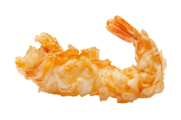 Crispy shrimp tempura isolated on transparent background, ready to be served