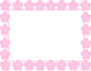 Floral rectangular frame of pink flowers and pink checkered borders