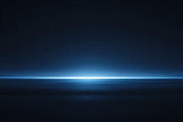 Abstract dark background with glowing blue light strip and reflections