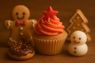 close-up shot of a cute virtual Christmas dessert