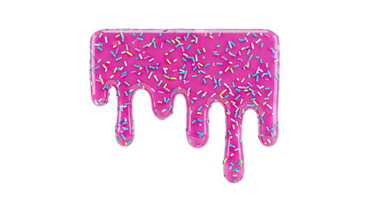 Pink Icing Drips with Sprinkles on White Background