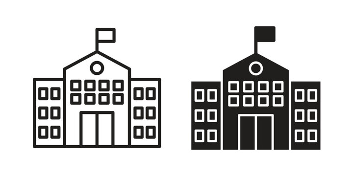 school icon flat simple icon. Liner version - stock vector.