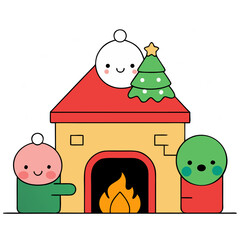 christmas tree and fireplace