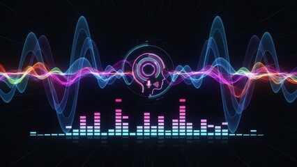 Abstract AI Sound Waves Visualization. Ai generation