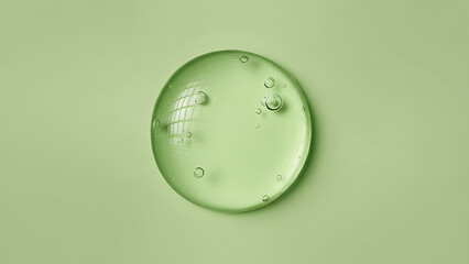 Green liquid droplet with bubbles