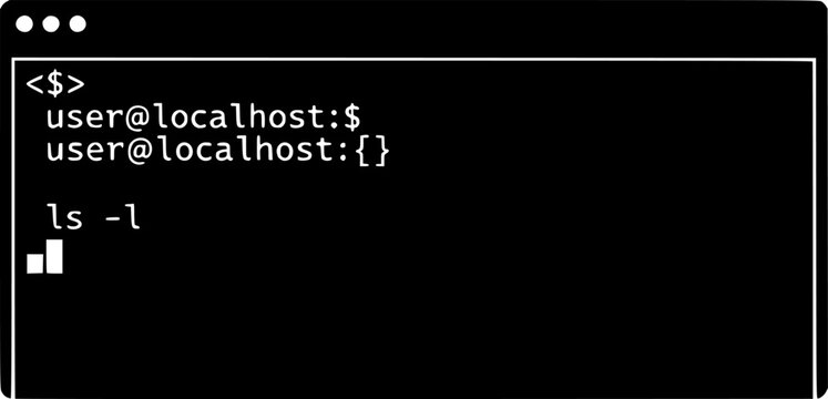 Classic command line interface vector: minimalistic terminal design for tech projects vector silhouette illustration isolated on white background
