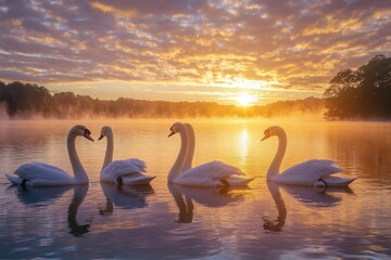 swans in the lake