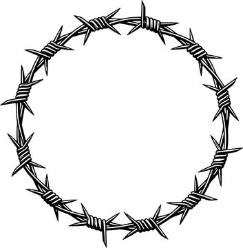 vector barbed wire round frame border
