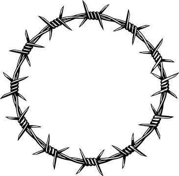 vector barbed wire round frame border