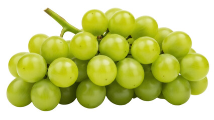 Fresh green grapes isolated PNG on transparent background, healthy fruit with a sweet and slightly acidic taste for snacks and desserts