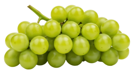 Fresh green grapes isolated PNG on transparent background, healthy fruit with a sweet and slightly acidic taste for snacks and desserts