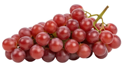 Fresh red grapes isolated PNG on transparent background, juicy fruit with stem for healthy eating and design projects