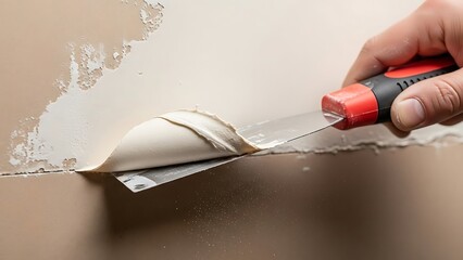 Eliminating old paint from plastered surface using a metallic spatula