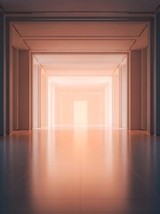 Endless corridor with soft light revealing infinity and modern architecture