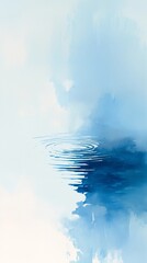 Watercolor background with ripples on calm lake,blue and white color,flat design,copy space,banner