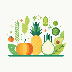 vector illustration of fruits and vegetables