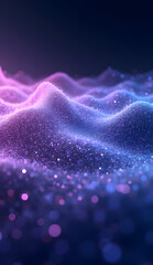 Abstract blue night sky with glowing bubbles, stars, and sparkling cosmic light creating a festive winter galaxy background