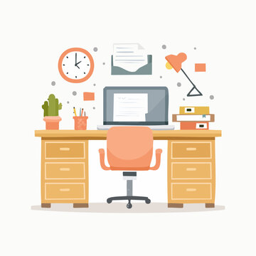 vector illustration of office desk