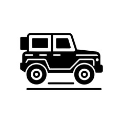 Fototapeta premium Off Road Vehicle Icon with Rugged Suv Outline and Strong Outdoor Capability On white Background Vector illustration