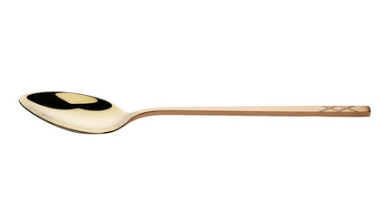 Elegant golden spoon isolated PNG on transparent background, shiny metal utensil for dining and kitchen use