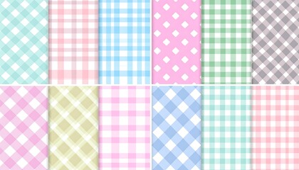 Assorted pastel checkered & diamond pattern swatches