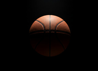 Basketball Ball in Dramatic Light on Dark Background Sports Concept