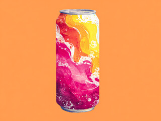 Colorful Beverage Can with Abstract Design