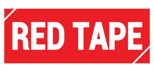 RED TAPE text written on red stamp sign.