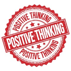 POSITIVE THINKING text on red round stamp sign