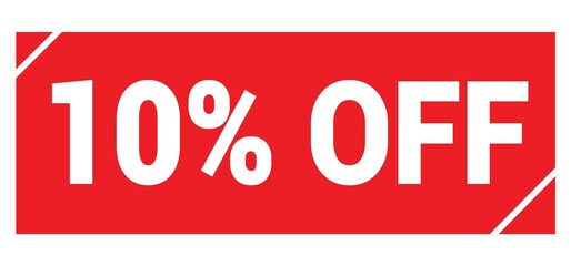 10% OFF text written on red stamp sign.