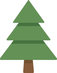 Simple green pine tree on white background