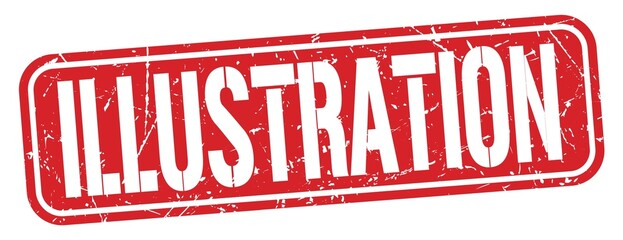 ILLUSTRATION text written on red stamp sign.