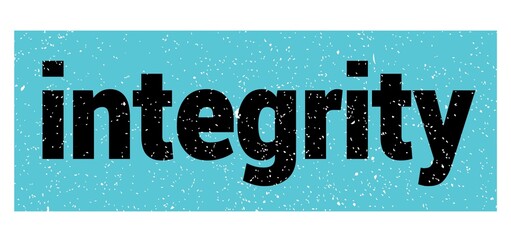 integrity text written on blue-black stamp sign.