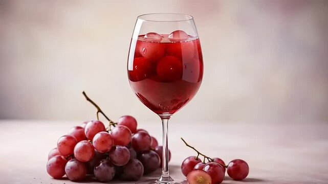 Refreshing Red Grape Juice in a Glass with Fresh Grapes.