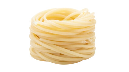 Pile of cooked spaghetti isolated PNG, delicious Italian pasta nest on transparent background, traditional cuisine ingredient for restaurant menu