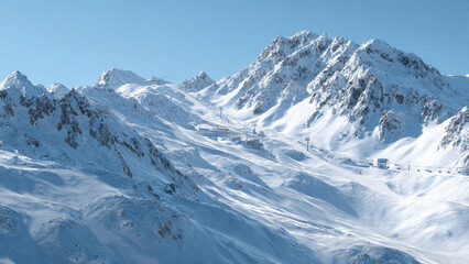 Fototapeta premium Snowy Mountain Landscape with Chairlift