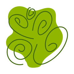 Abstract Swirl Design on Green Blot Shape Decorative