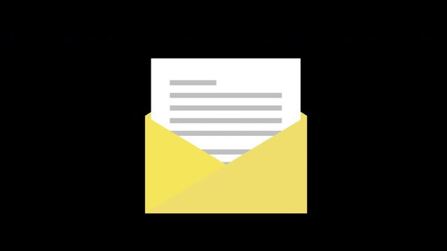 A brown envelope with a piece of paper in it concept loop animation video with alpha channel
