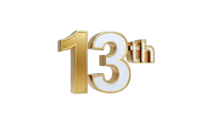 Golden 13th Anniversary Celebration on White Background