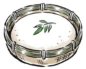ざる豆腐　おぼろ豆腐　筆タッチ手描きイラスト