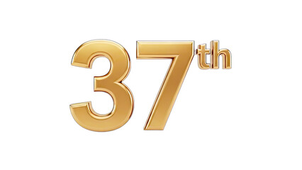 Golden 37th Anniversary Celebration on White Background