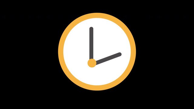 a orange and white wall clock icon concept loop animation video with alpha channel