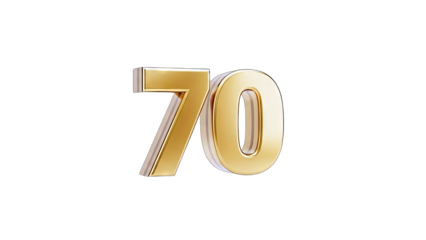 Golden 70 Number Isolated on White Background