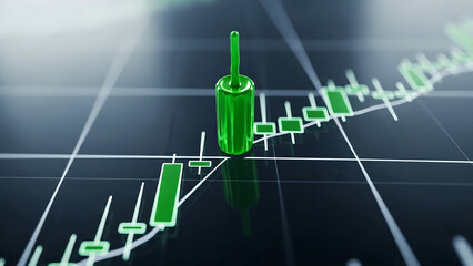 Green candlestick chart showing uptrend in financial market