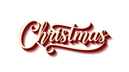 Christmas text with elegant gold script and red shadow