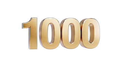 Golden 1000 Number - Isolated on White Background