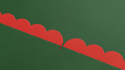 Red scallop edge on green background