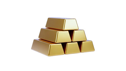 Gold Bars Stacked on White Background