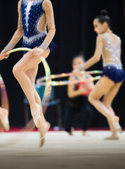 Athletes performing her hoop routine
